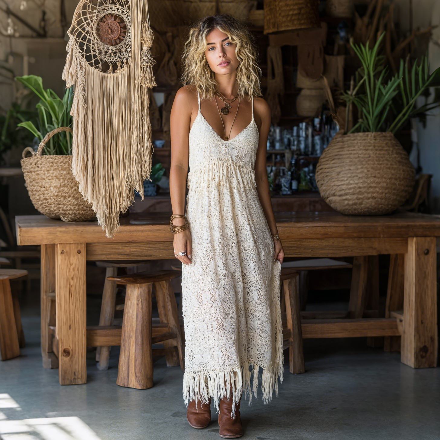 Retro Casual Loose Lace Suspender Long Skirt Fashionable Large Silhouette Suspender Dress Home Comfortable Long Skirt