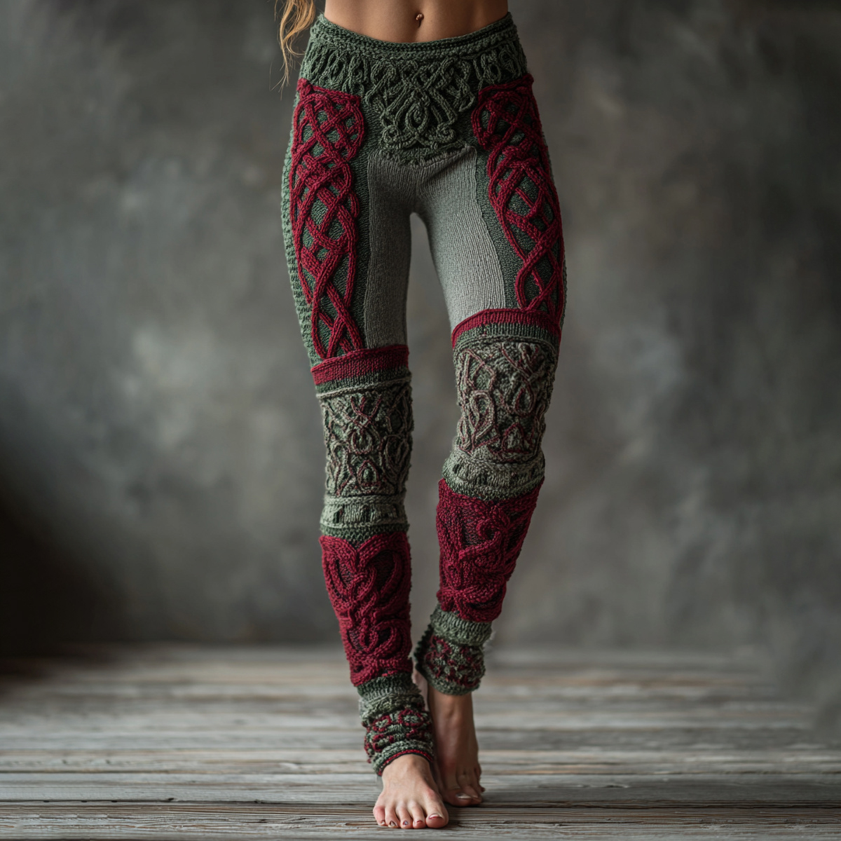 Christmas Celtic Knot Knit Jacquard Cozy Leggings