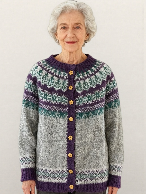 Vintage Icelandic Tribal Button Down Cozy Sweater Cardigan