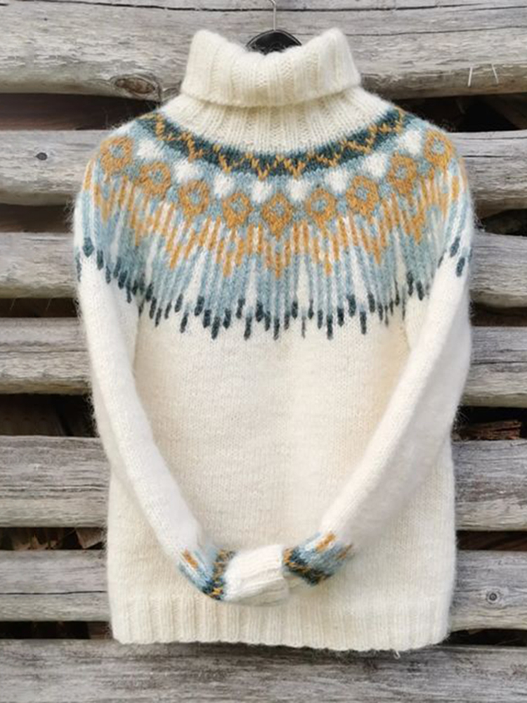 Vintage Tribal Geometric Icelandic Comfy Sweater