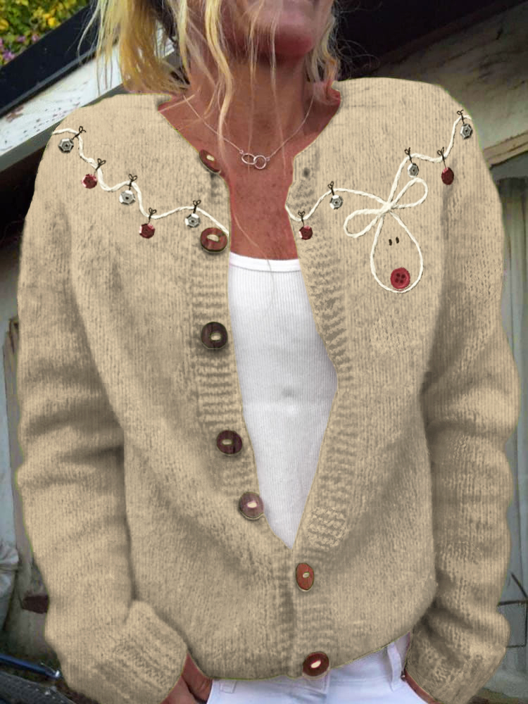 Christmas Moose Women's Sweater Cardigan