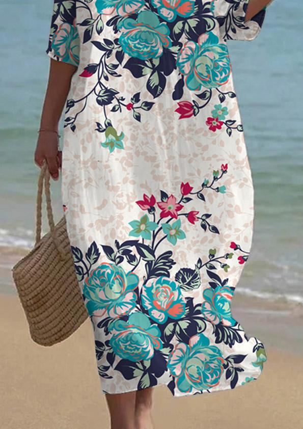 Women's Short Sleeve Floral Pattern Resort Dress