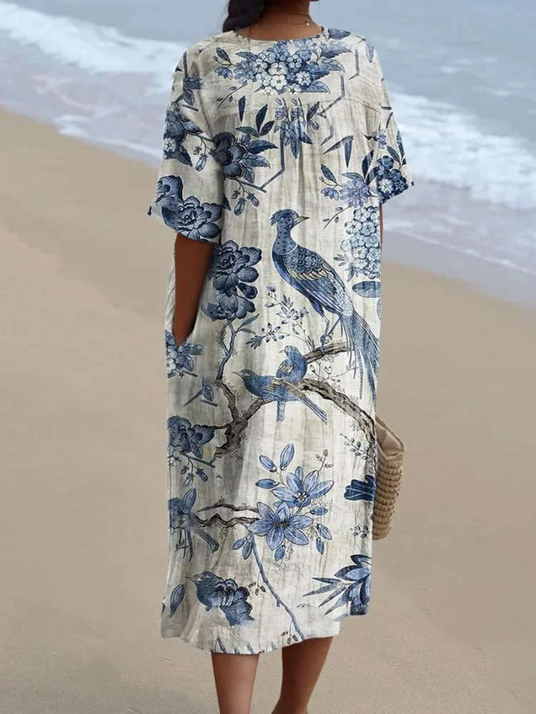 Women's  Flower Art Print  Casual Dress