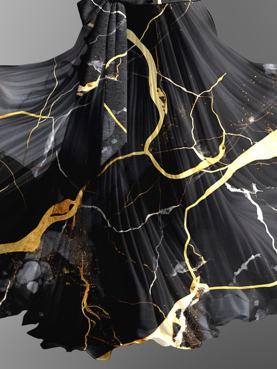 Flowing Watercolor Gradient Fluid Art Print Dress