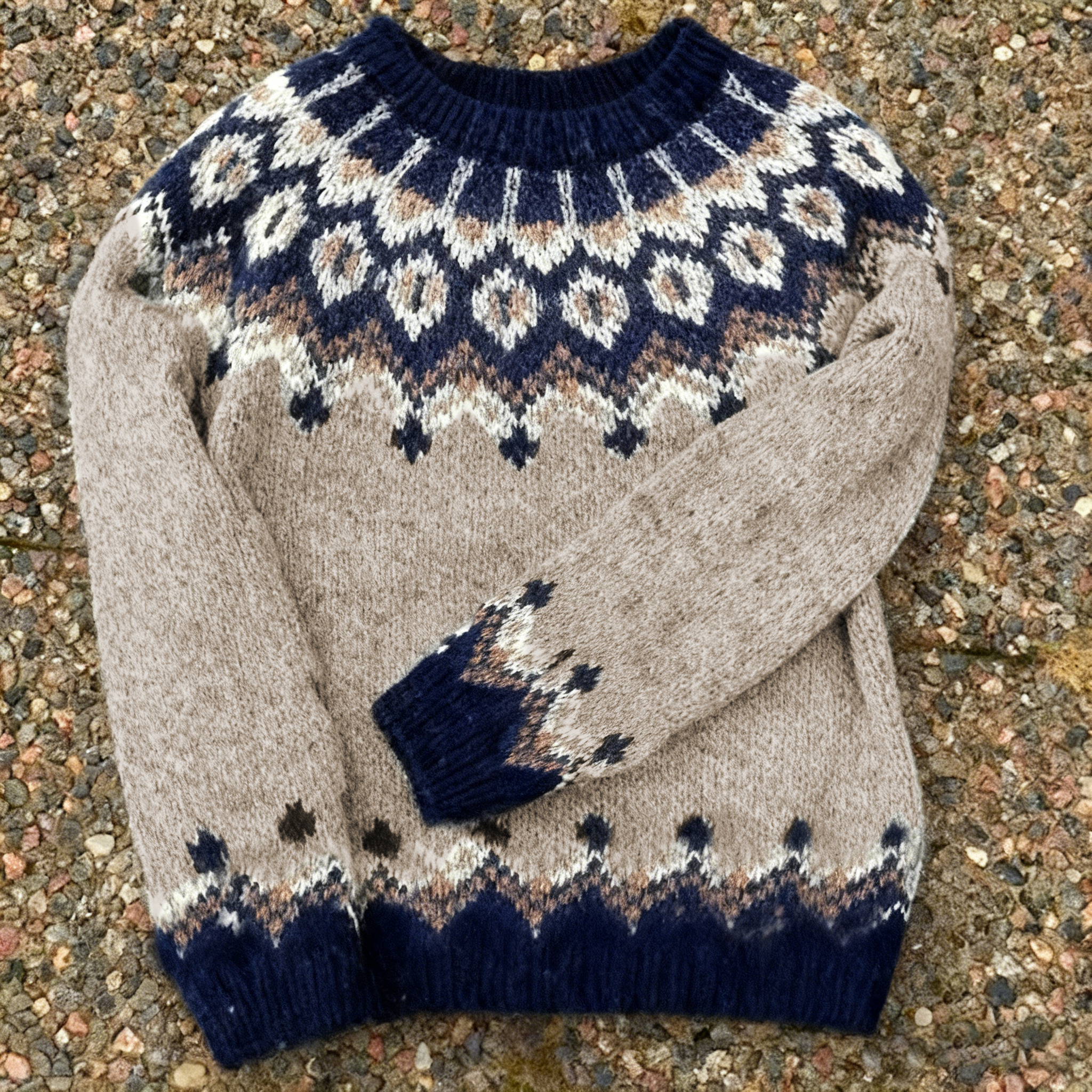 Icelandic Vintage Warmth Knit Jacquard Crew Neck Sweater(Unisex)