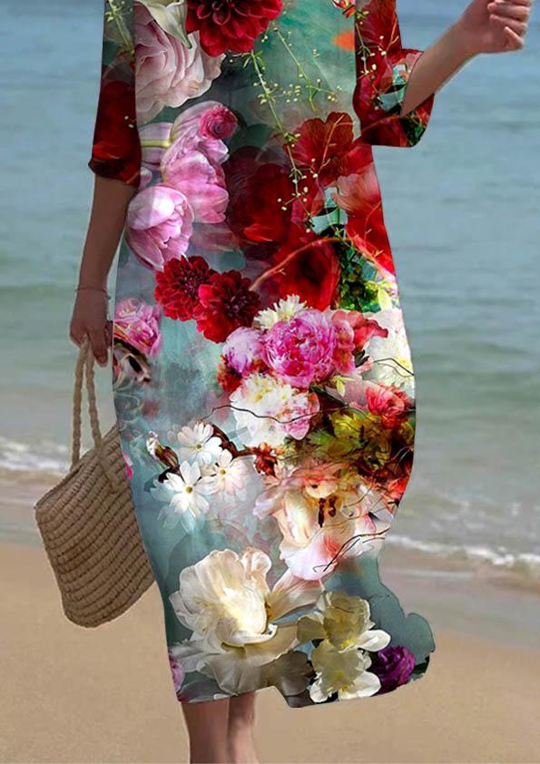 Women's Floral Print Vintage Dress