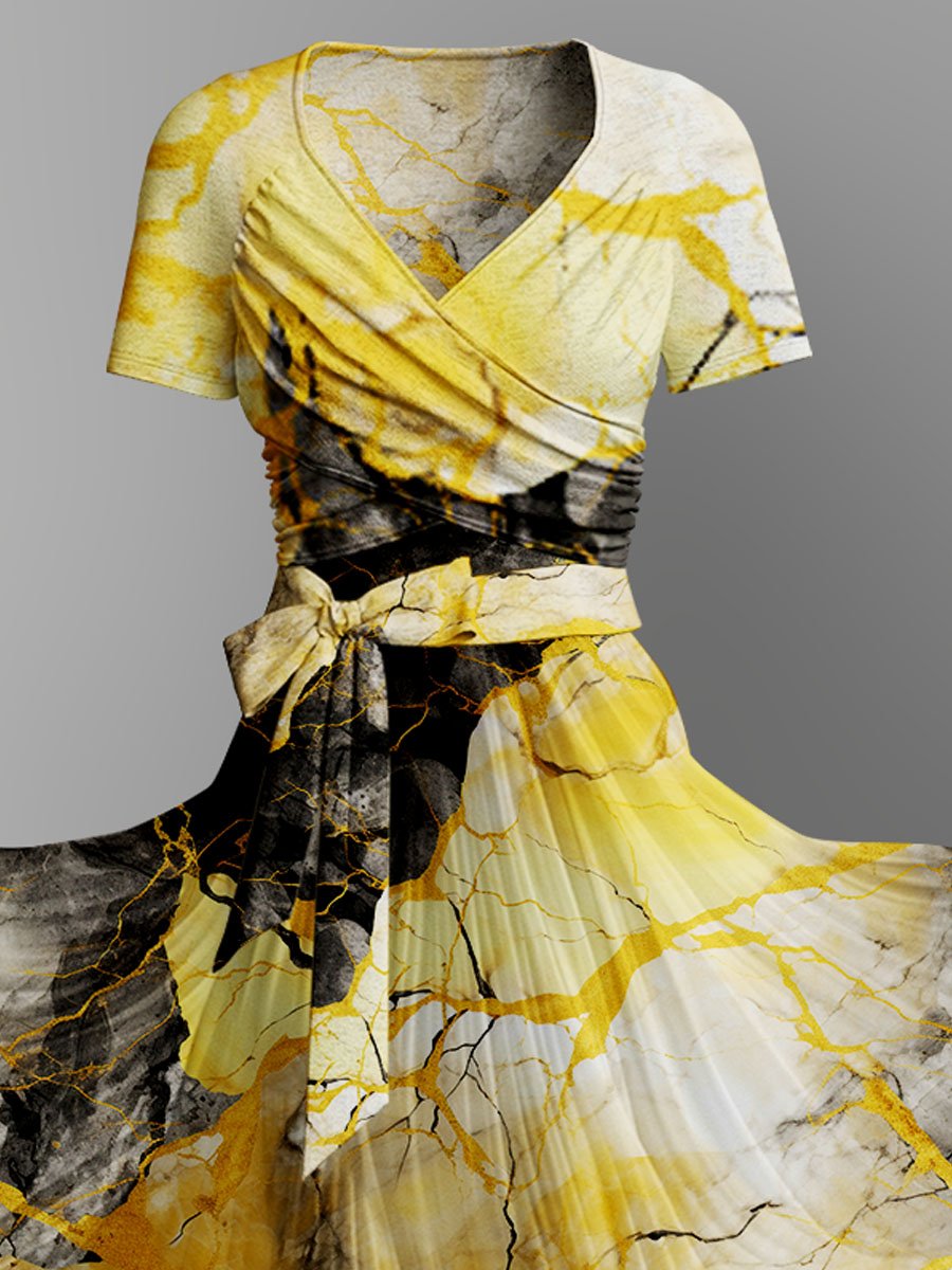 Flowing Watercolor Gradient Fluid Art Print Dress