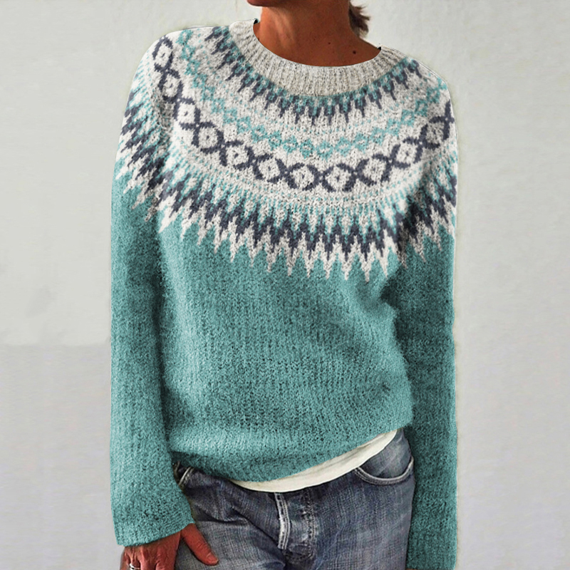 Vintage Fairman Island Knit Jacquard Crew Neck Sweater