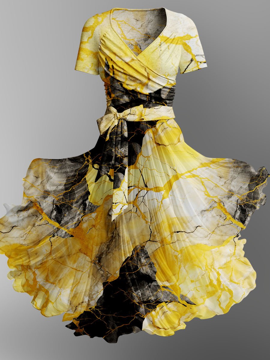 Flowing Watercolor Gradient Fluid Art Print Dress