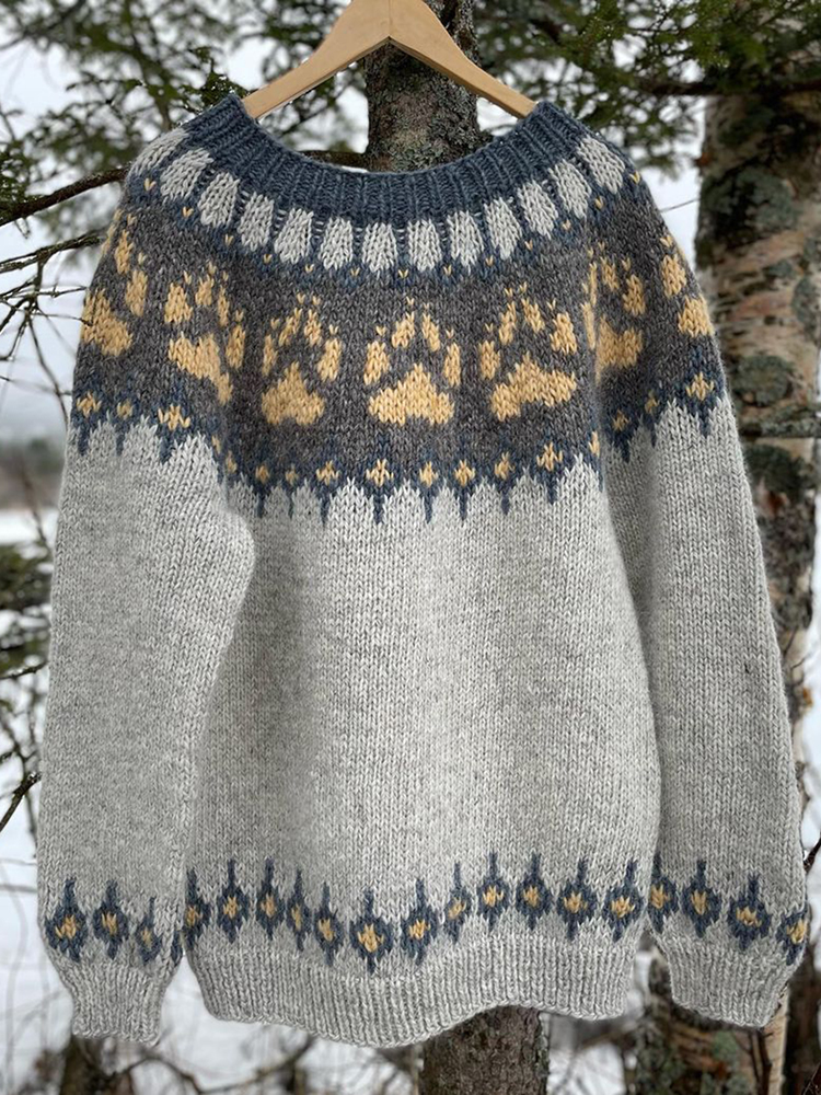 Vintage Vibe Graphics Knitted Iceland Sweater