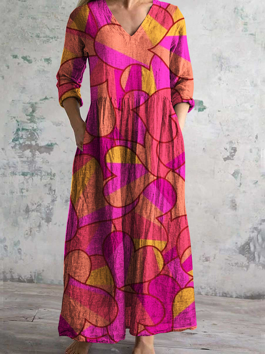 Women's V-Neck Elegant Everyday Colorful Heart Pattern Dresses