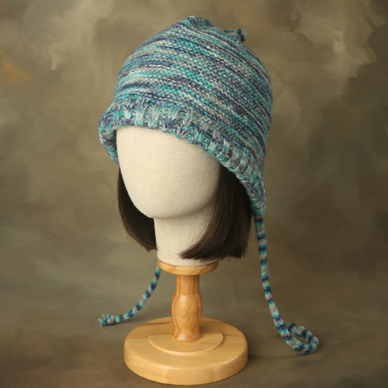 Retro Rainbow Ethnic Style Ear Protection Warm Knitted Hat