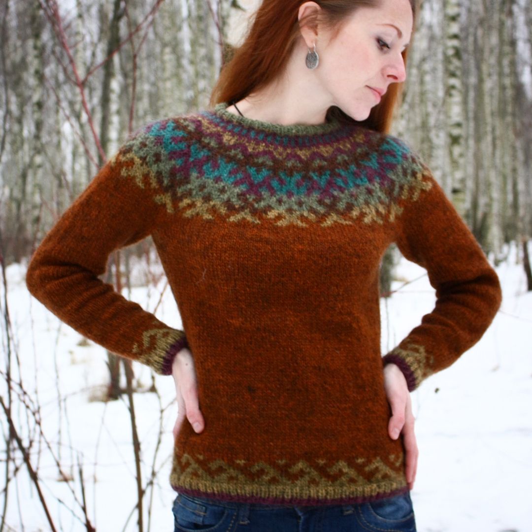 Fairman Island Vintage Jacquard Long Sleeve Sweater