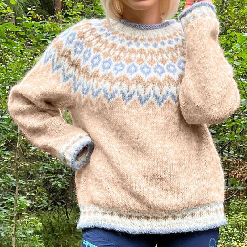 Fairman Island Colorful Pattern Crew Neck Sweater