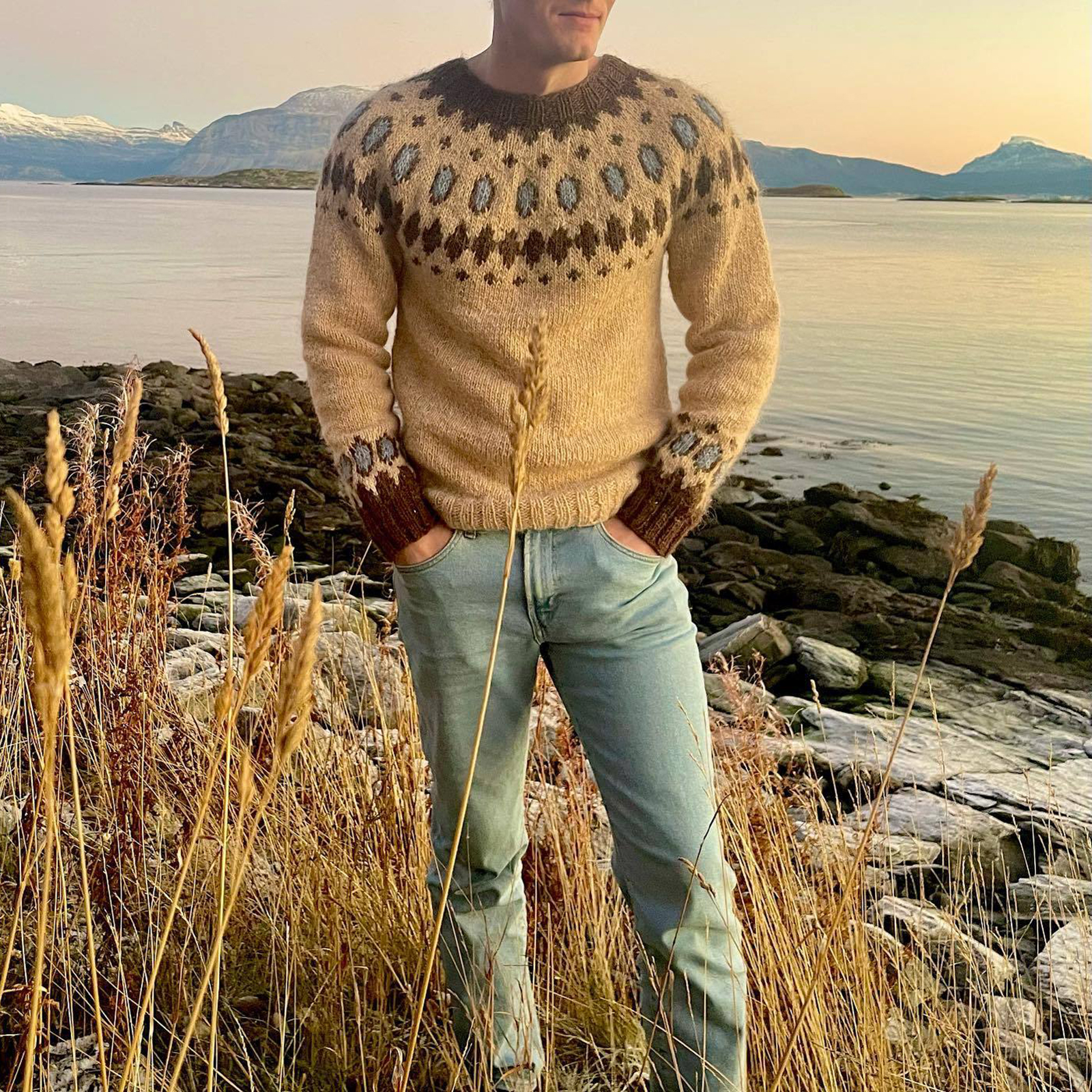 Icelandic Pattern Pullover Sweater