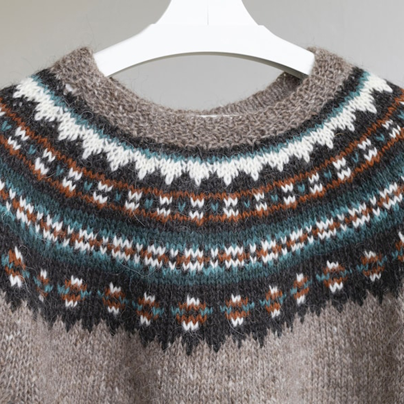 Vintage Knitted Jacquard Iceland Cozy Crew Neck Sweater