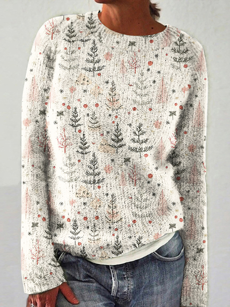 Vintage Christmas Tree Art Knitted Sweater