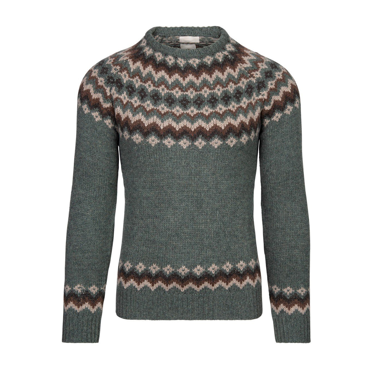 Vintage Lambswool Knit Jacquard Crew Neck Sweater