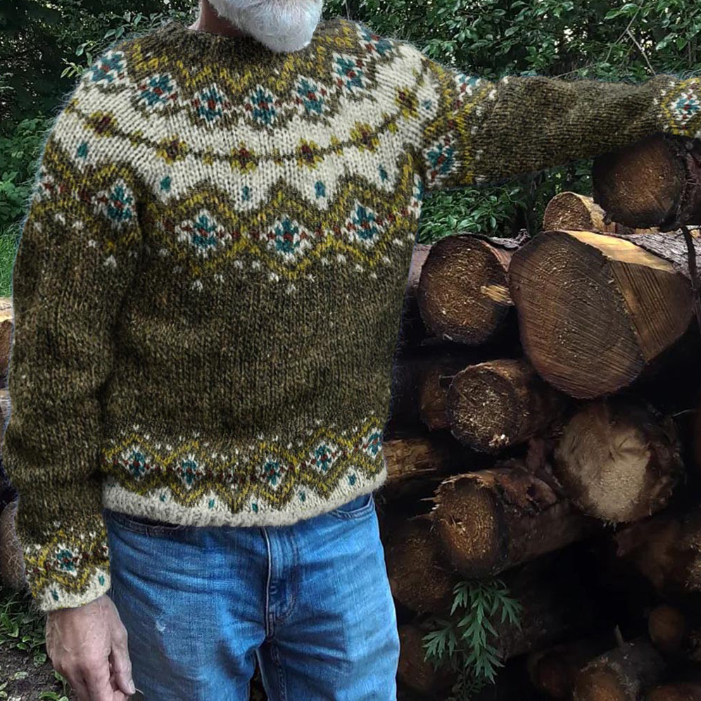 Mens Vintage Geometric Knit Pattern Art Cozy Sweater
