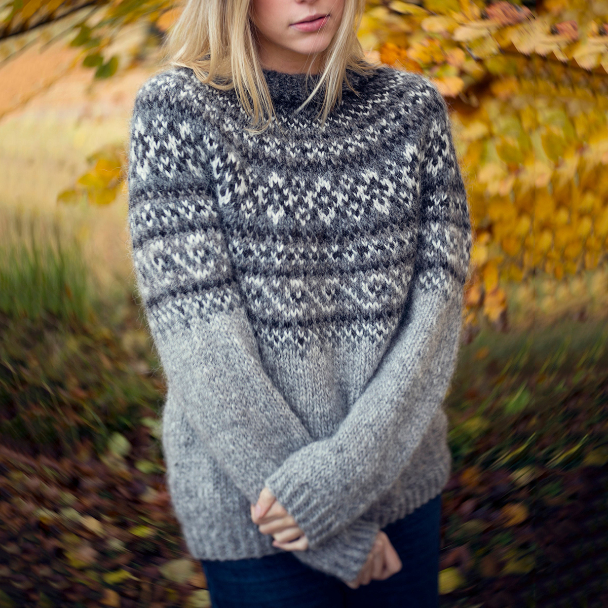 Vintage Beautiful Norwegian Knit Jacquard Crew Neck Sweater(Unisex)