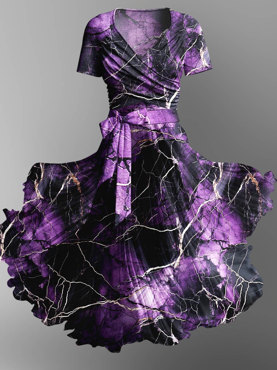 Flowing Watercolor Gradient Fluid Art Print Dress