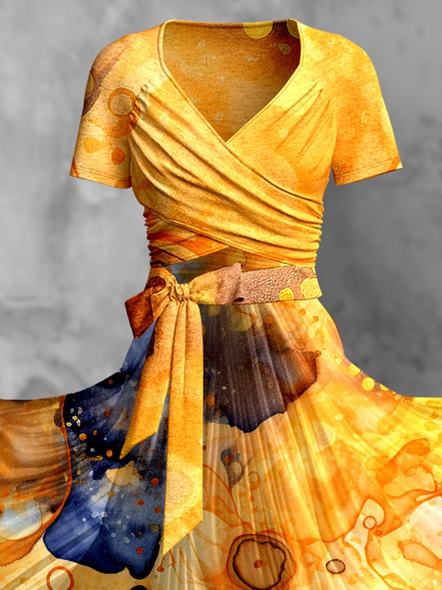 Flowing Watercolor Gradient Fluid Art Print Dress