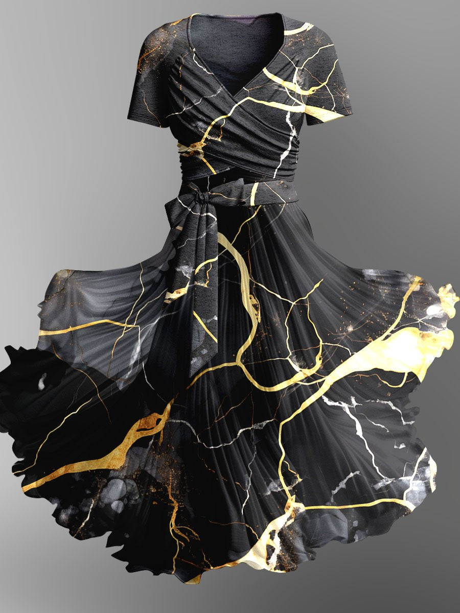 Flowing Watercolor Gradient Fluid Art Print Dress