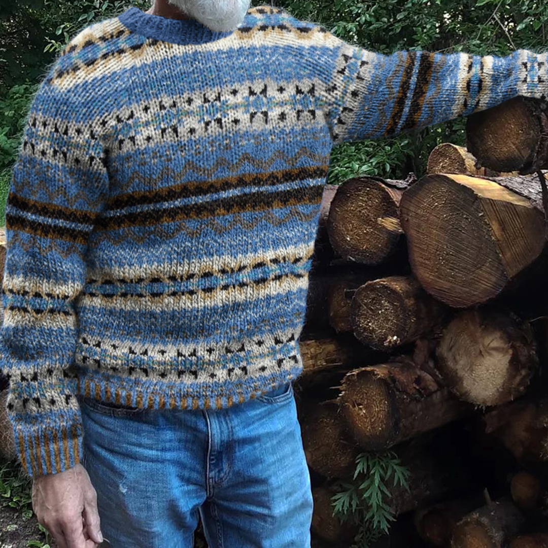 Mens Vintage Fair Isle Knit Pattern Art Cozy Sweater