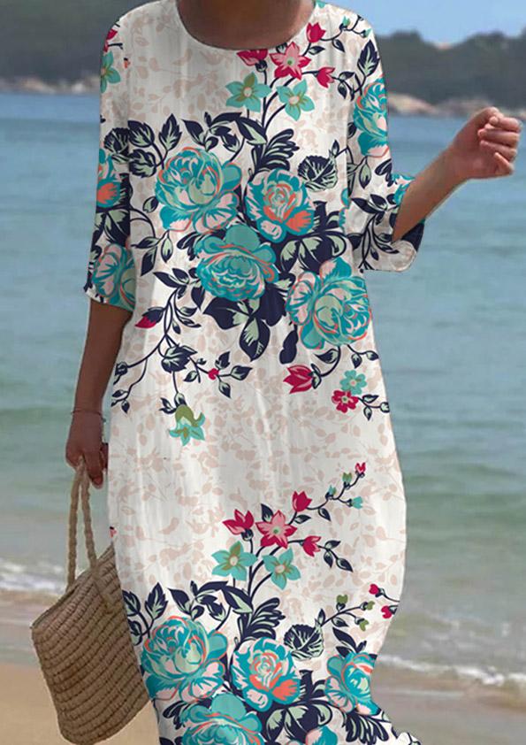 Women's Short Sleeve Floral Pattern Resort Dress