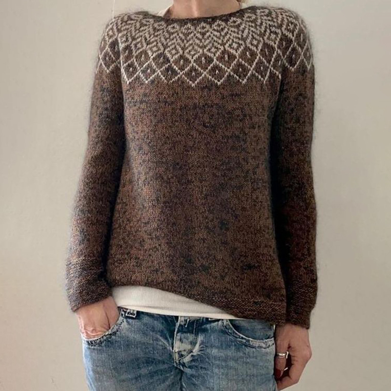 Vintage Geometry Icelandic Knit Pullover Cozy Sweater