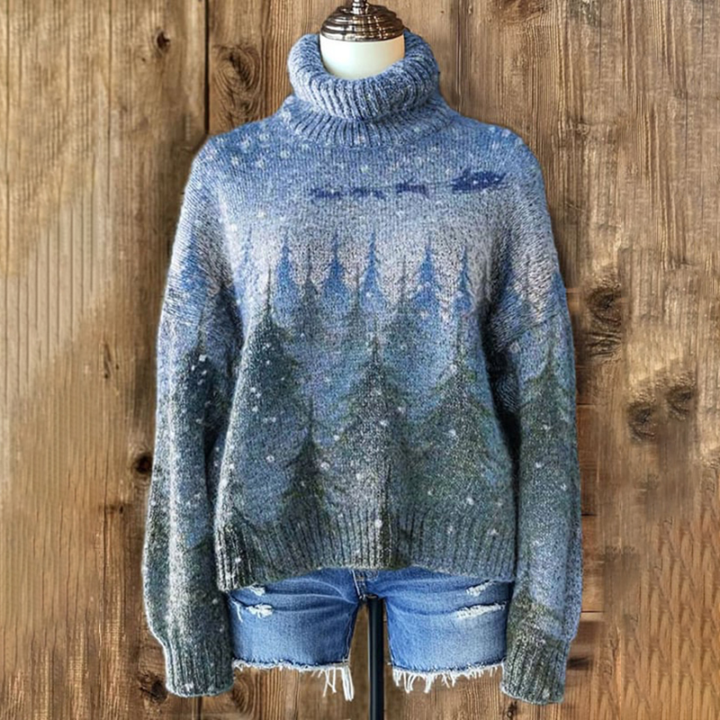 Women's Merry Christmas Knitted Turtleneck Sweater