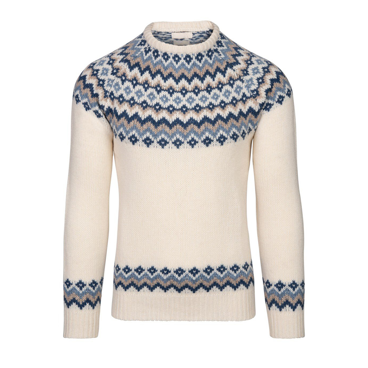 Vintage Lambswool Knit Jacquard Crew Neck Sweater