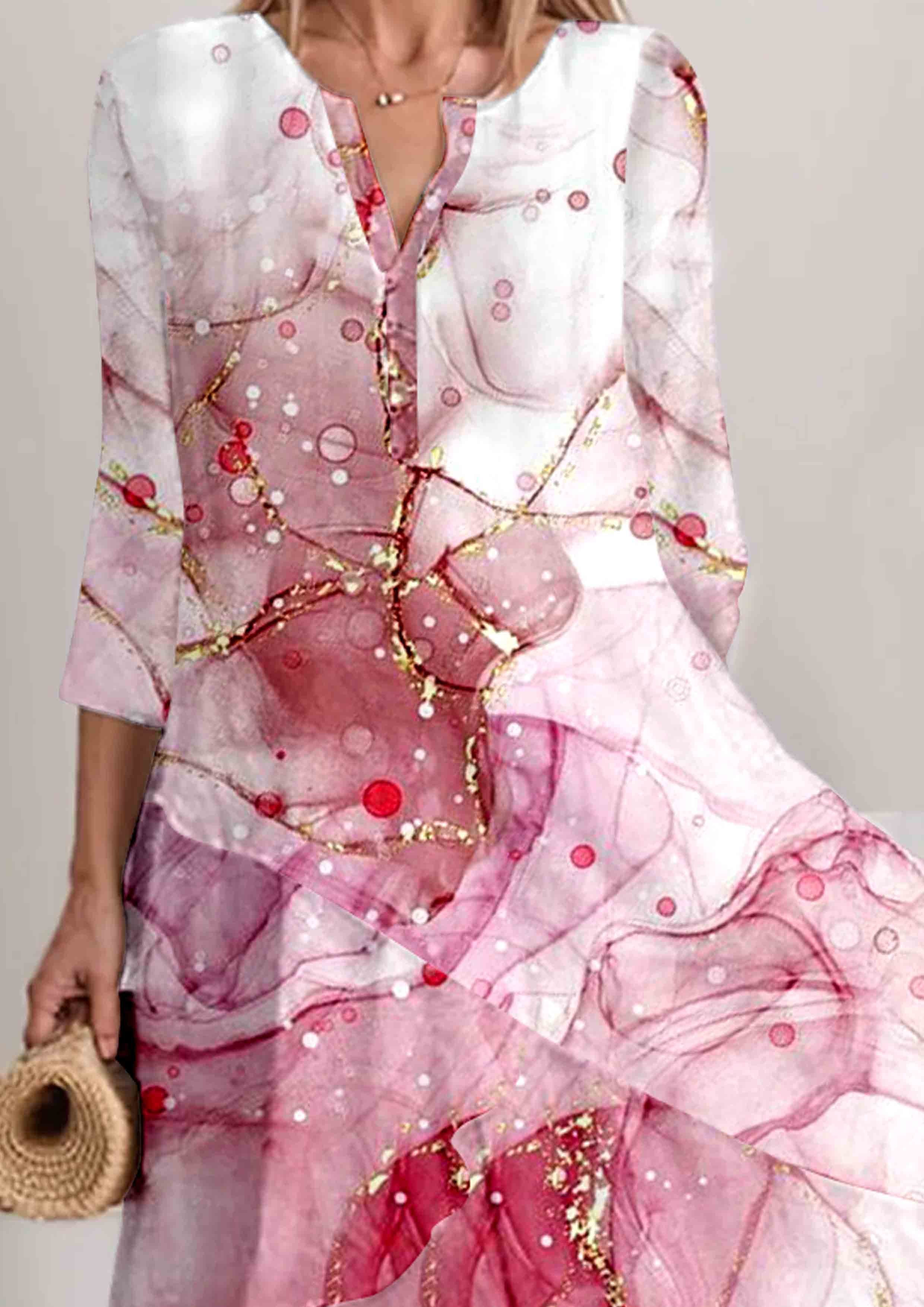 Women's Art Splash Gradient Pattern Print Flowing Dress