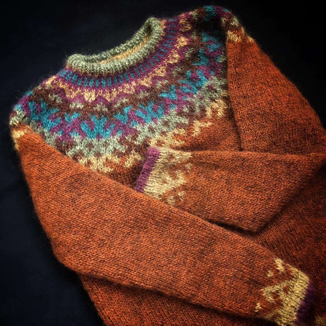 Fairman Island Vintage Jacquard Long Sleeve Sweater