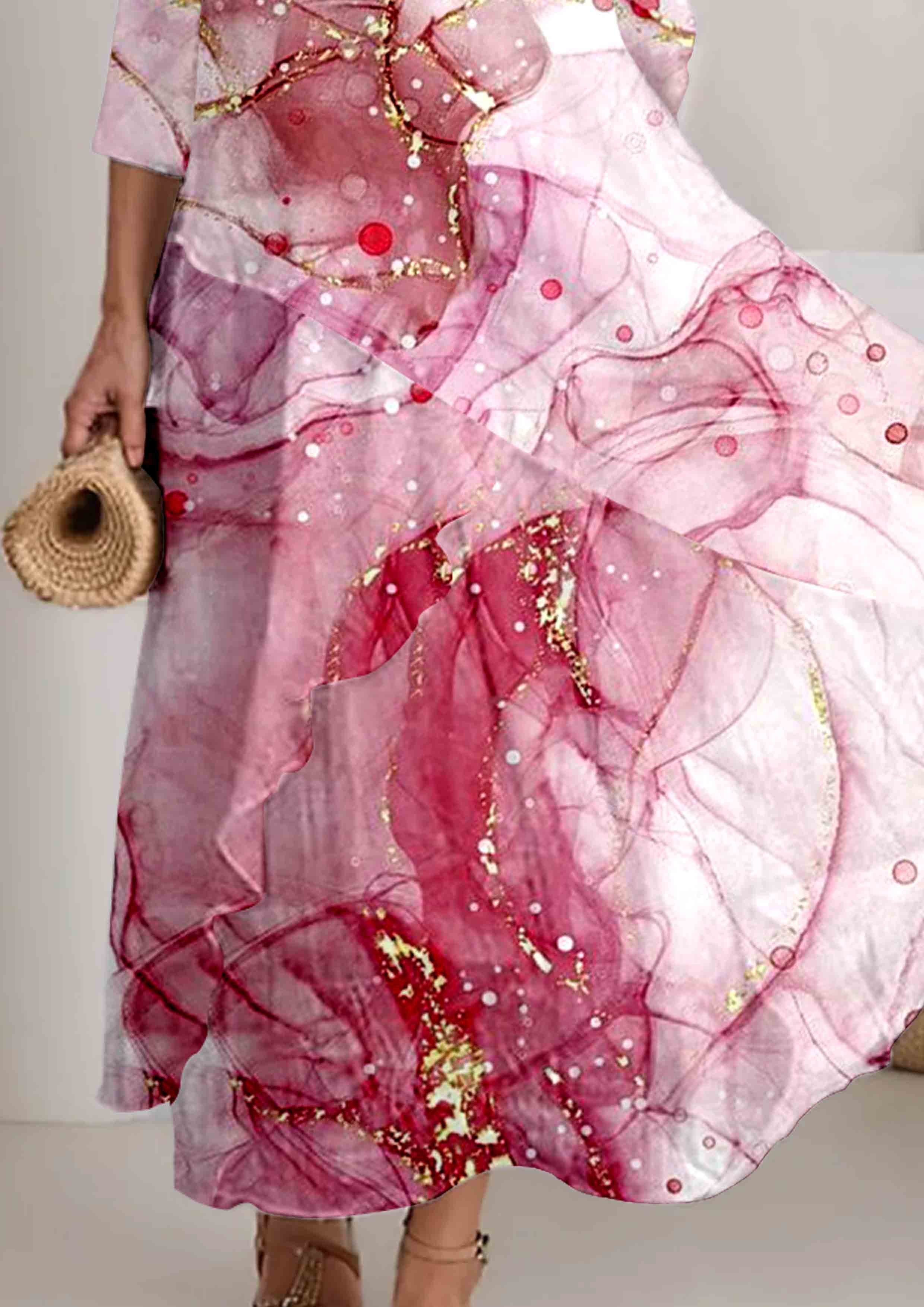 Women's Art Splash Gradient Pattern Print Flowing Dress