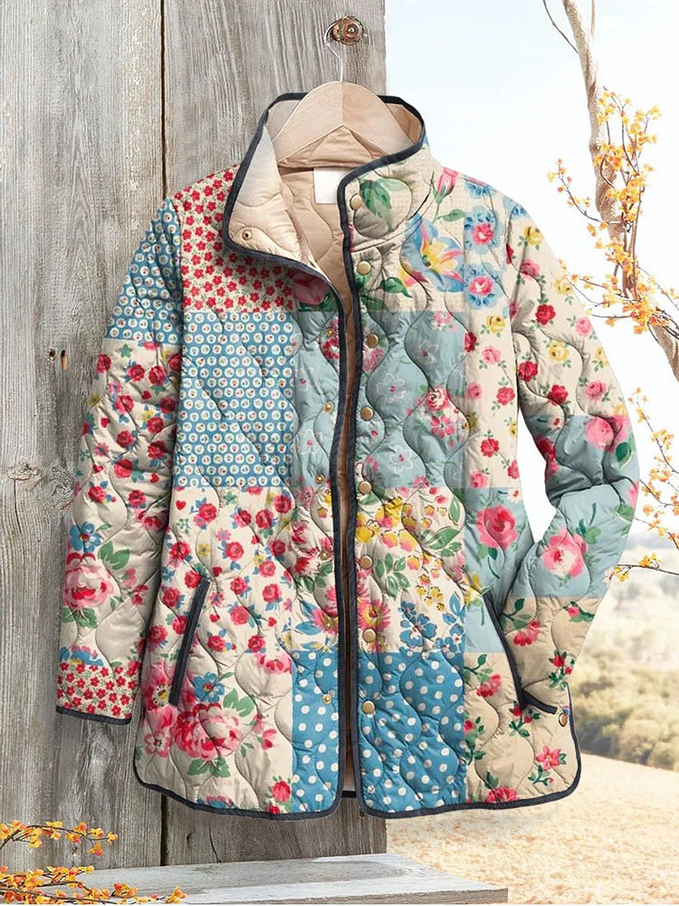 Agatha - Charming Floral Quilted Jacket for Women - Vintage Casual Style