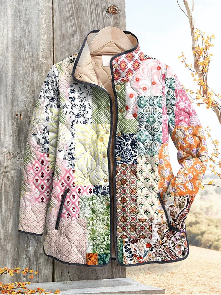 Chandra - Casual Quilted Jacket for Women with Floral Print