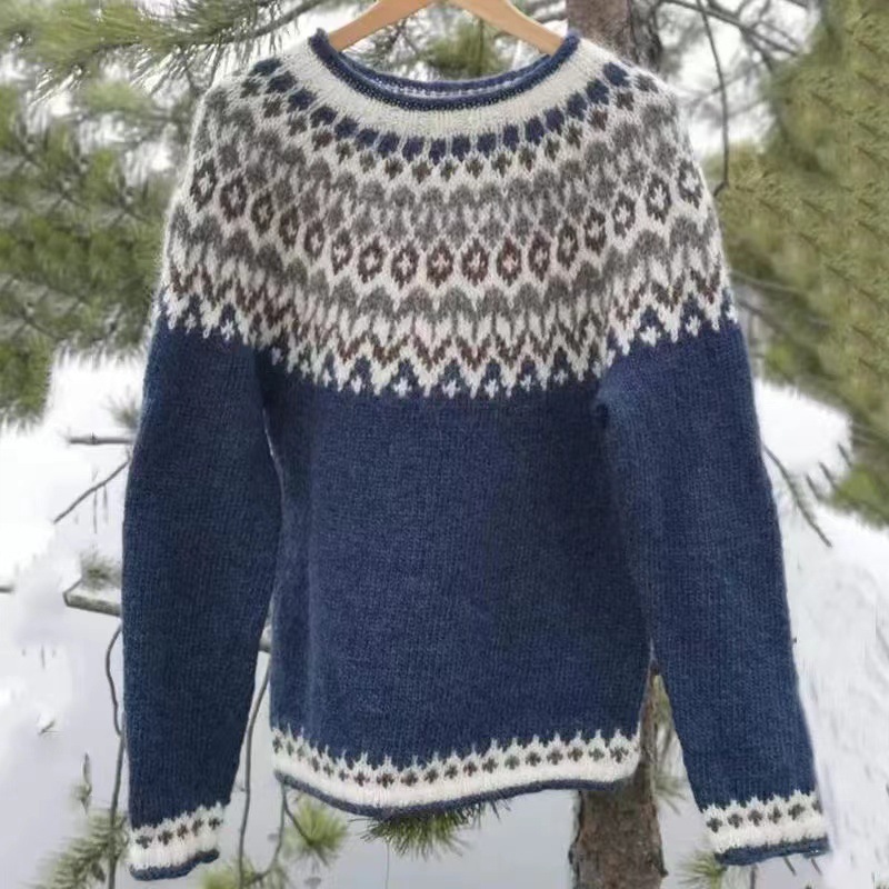 Vintage Vibe Graphics Knitted Iceland Sweater
