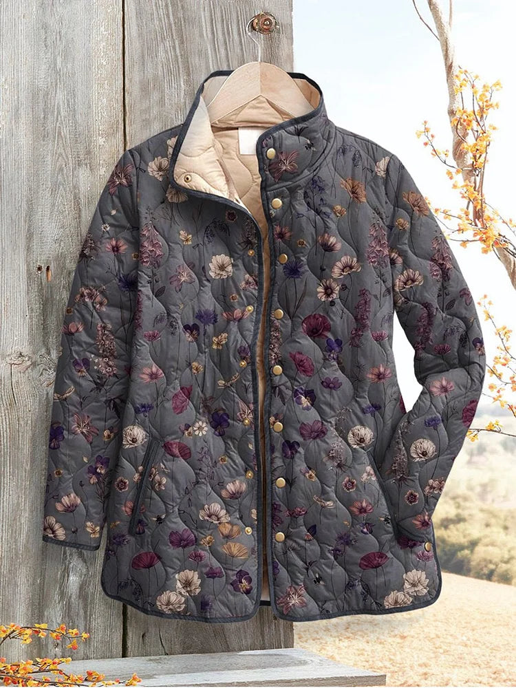 Sarah - Women's Vintage Floral Print Casual Quilted Jacket