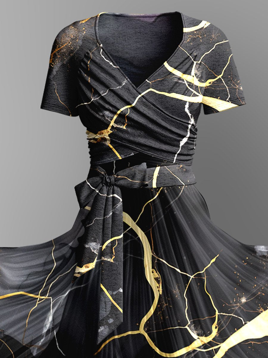 Flowing Watercolor Gradient Fluid Art Print Dress