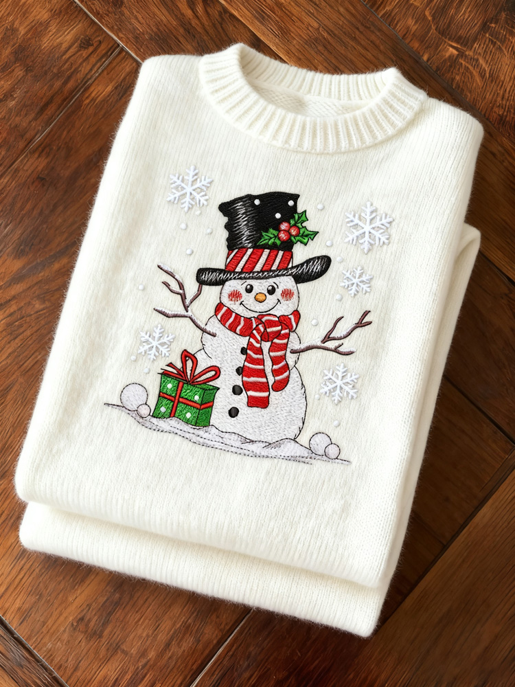 Christmas Snowman Print Sweater