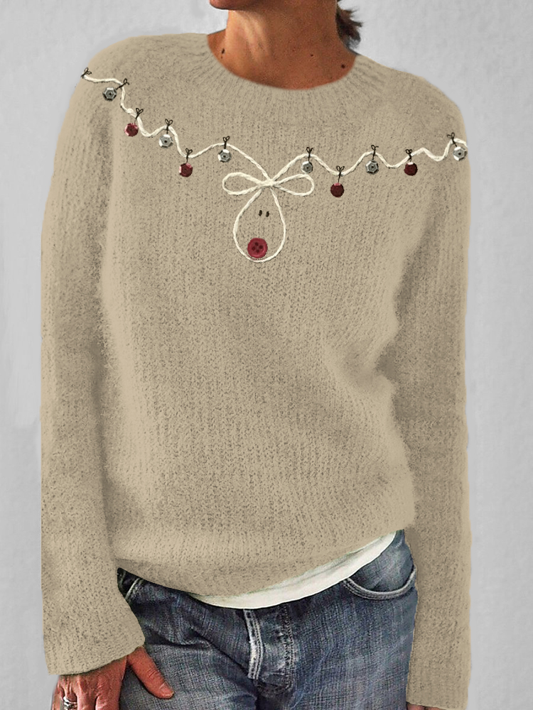 Christmas Moose Women's Crew Neck Sweater