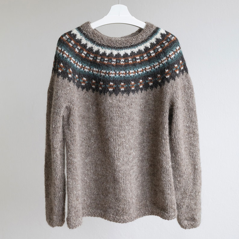 Vintage Knitted Jacquard Iceland Cozy Crew Neck Sweater