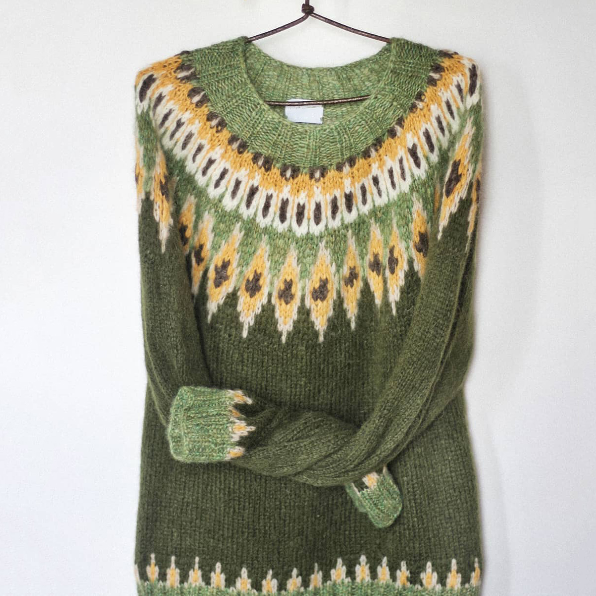 Vintage Ethnic Geometric Jacquard Iceland Knit Women's Cozy Sweater