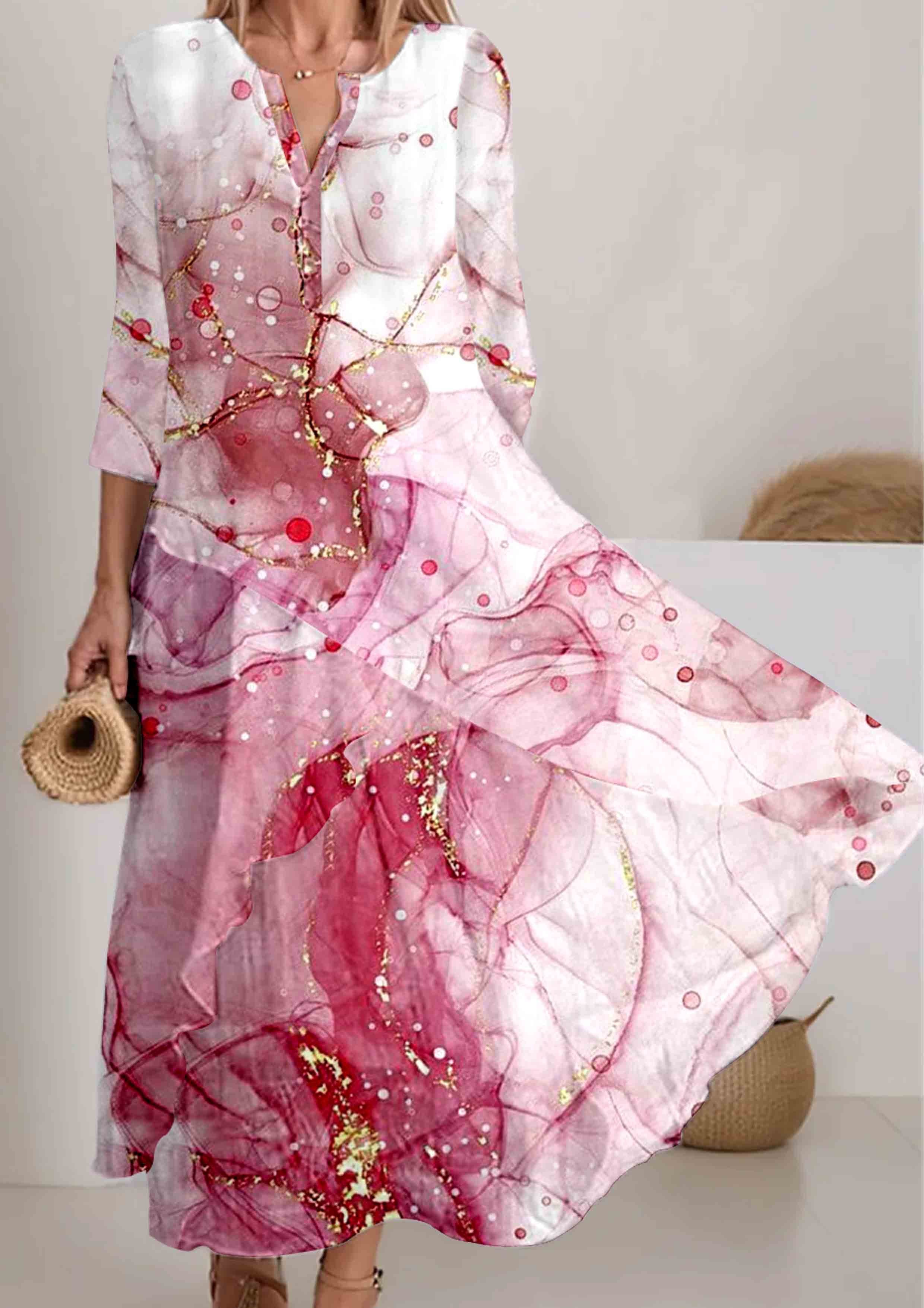 Women's Art Splash Gradient Pattern Print Flowing Dress