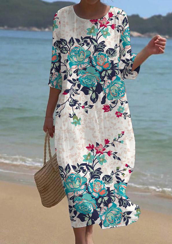 Women's Short Sleeve Floral Pattern Resort Dress