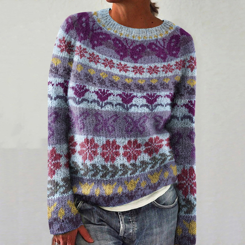 Women's Fairman Island Floral Jacquard Sweater