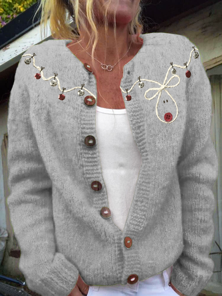 Christmas Moose Women's Sweater Cardigan