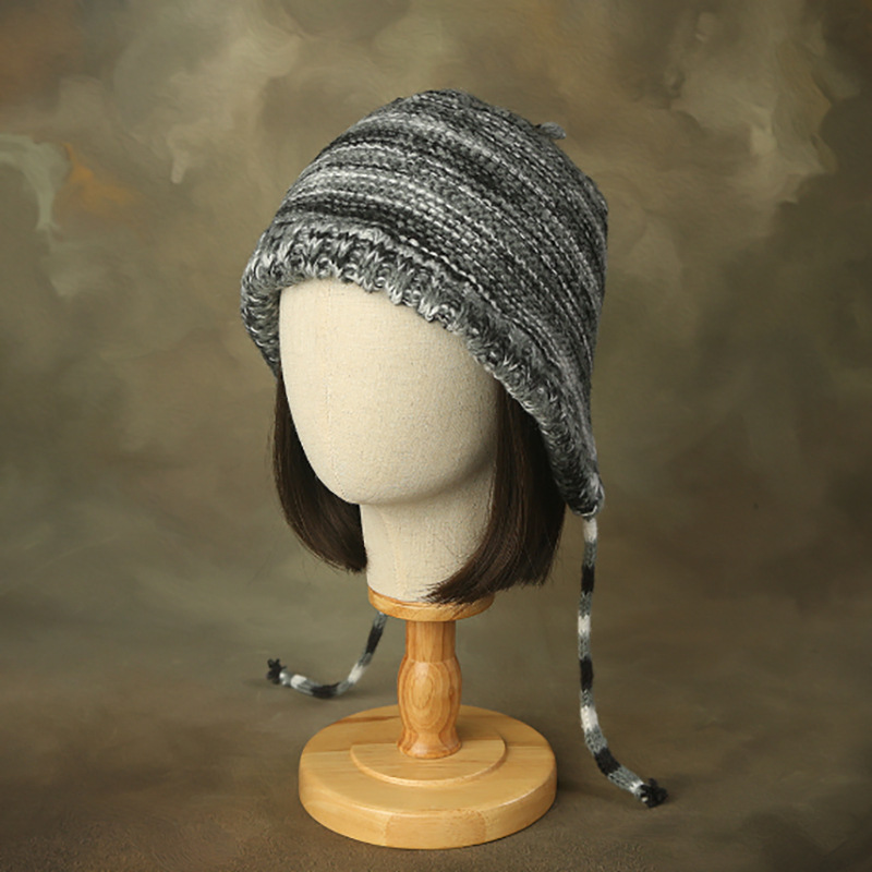 Retro Rainbow Ethnic Style Ear Protection Warm Knitted Hat