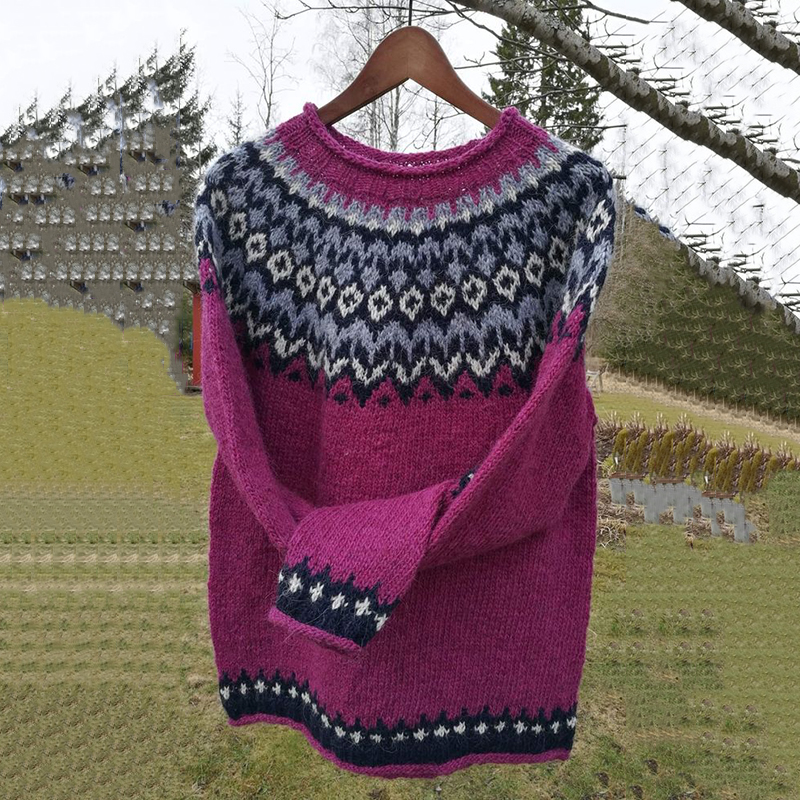 Vintage Jacquard Warmth Icelandic Knit Crew Neck Sweater(Unisex)